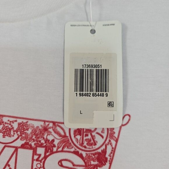 Levi's Perfect Tee Standard Fit T-Shirt Women's Size L Floral Spellout Target - Picture 6 of 10